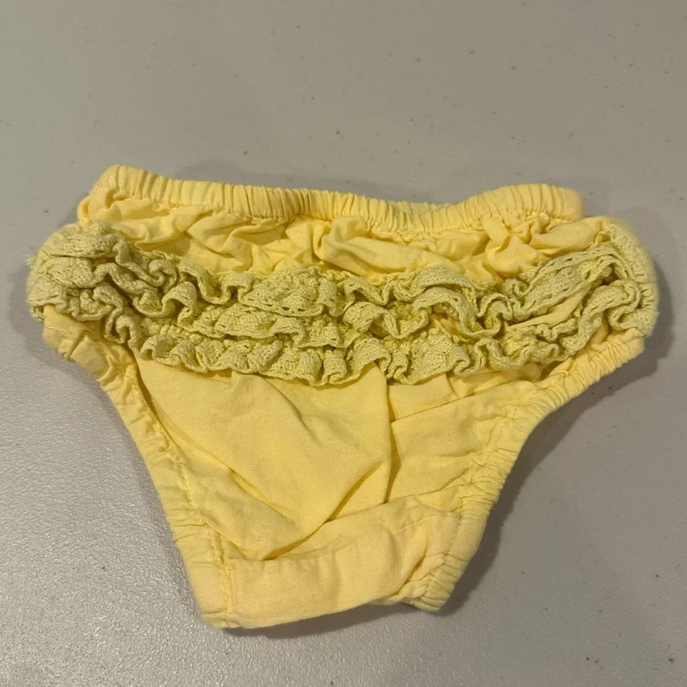 12M Bundle: Pink Diaper Cover, Yellow Ruffle Diaper Cover, Floral Shorts